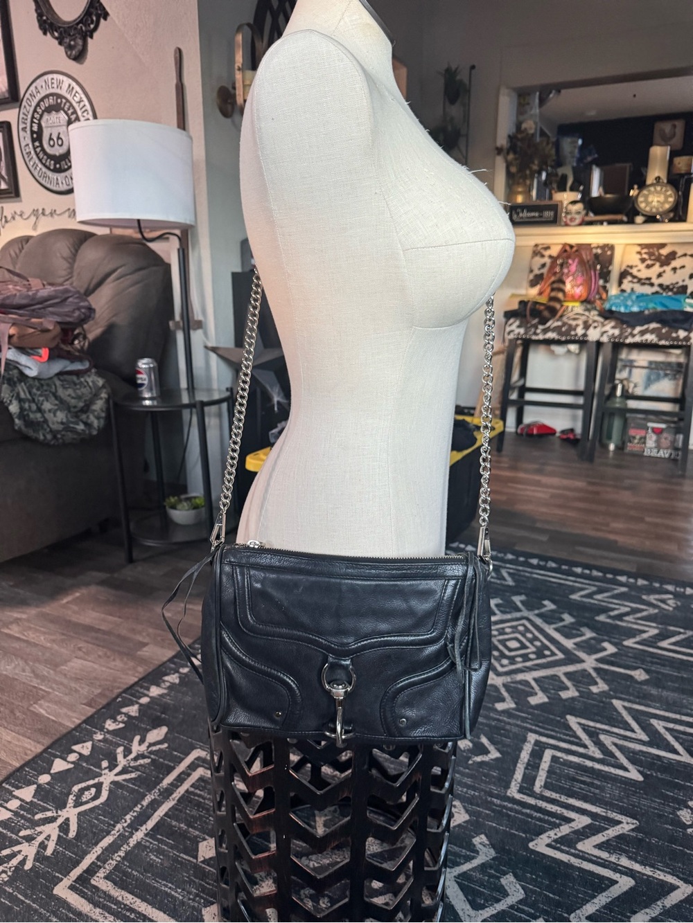 Rebecca Minkoff Black Leather Chain Crossbody Bag
